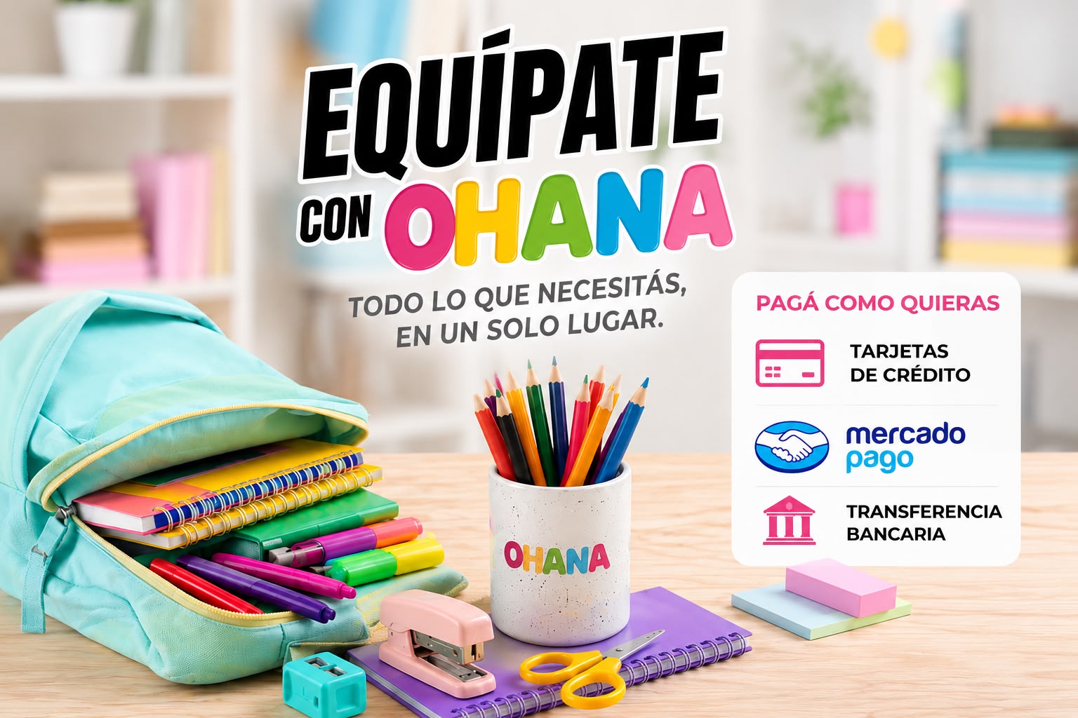 Ohana Librería · Equipate con 6 cuotas sin interés en toda la web